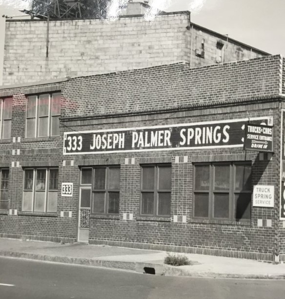 Historic photograph of Palmer Spring Company's original storefront location